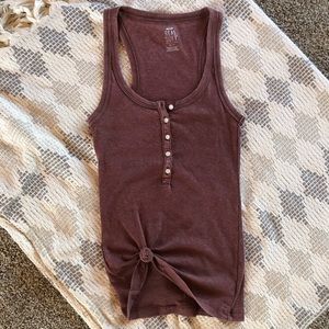 Aerie Ribbed Button Front Real Soft Tank Top